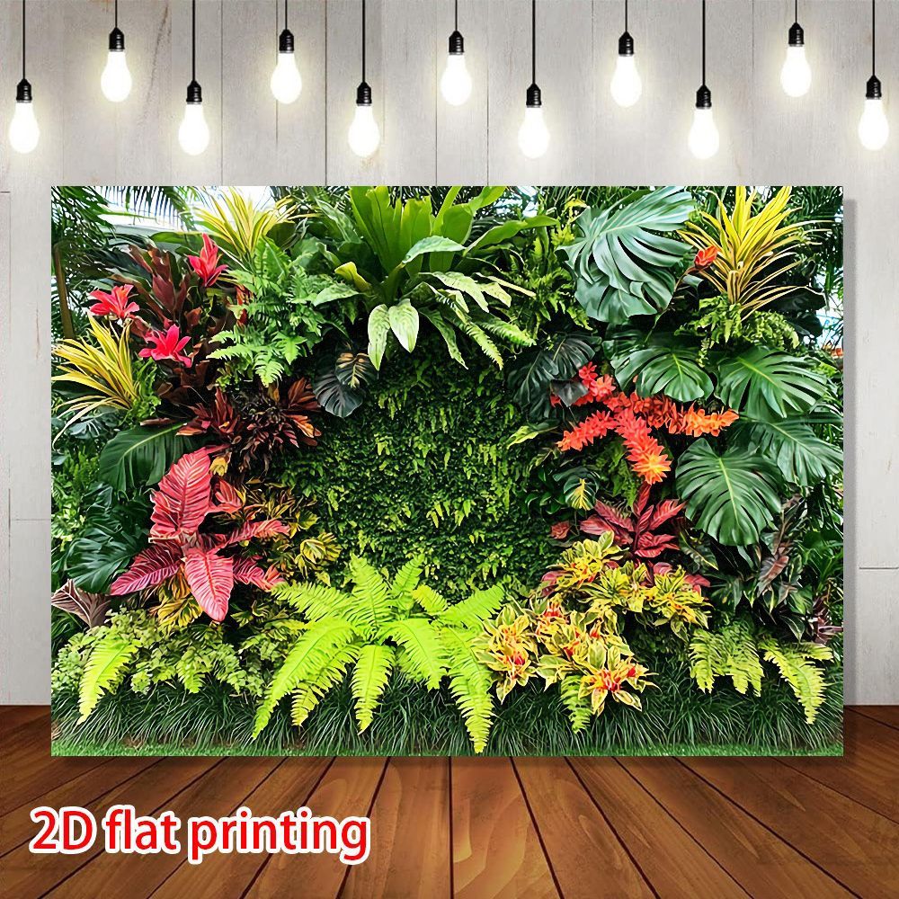 TEMU Banner 2D , 2D - 2D , 2D - 2D Banner 1pc 1. Tela de de Pared de Plantas , ¡ para Fiestas , la Vegetación Verde Fresca Mejora el Natural! Banner