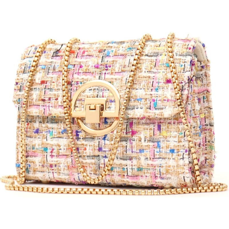 TEMU Women's Diagonal Striped Soft Small Shoulder Bag, Handbag And Wallet, Stylish Women' Quilted Crossbody Bag, Evening Bag, Clutch