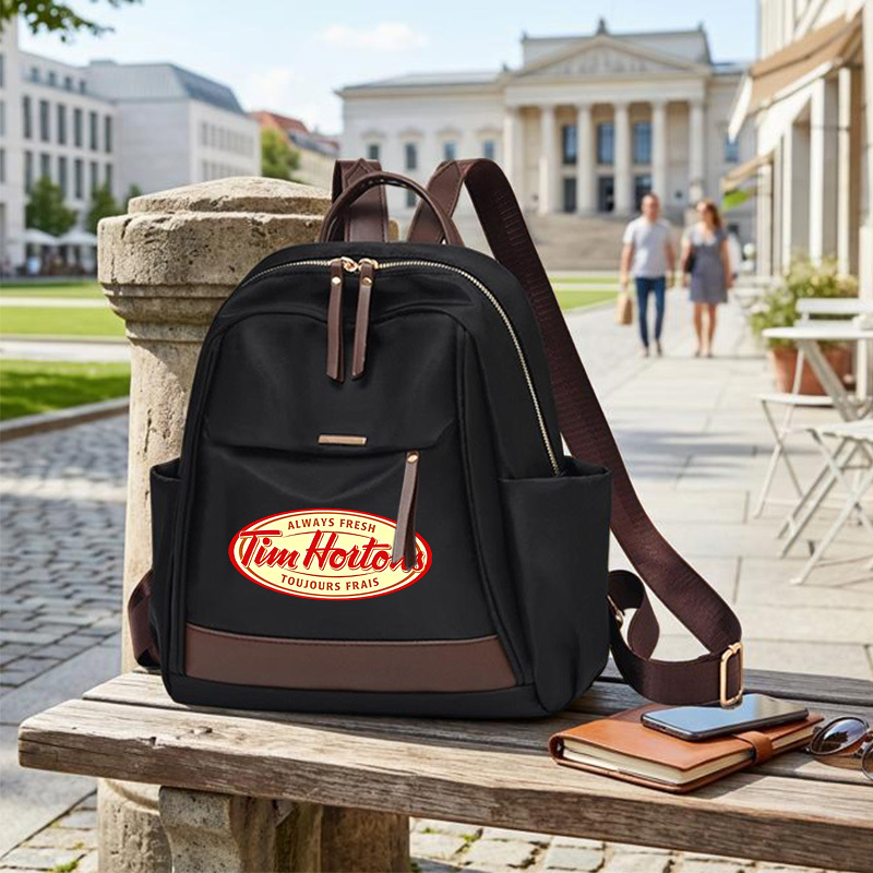 TEMU 1pc Tim Printed Backpack, Multi-functional Backpack, Laptop Bag, Adjustable Shoulder Straps, Durable Zippers, Suitable For School, Work, And