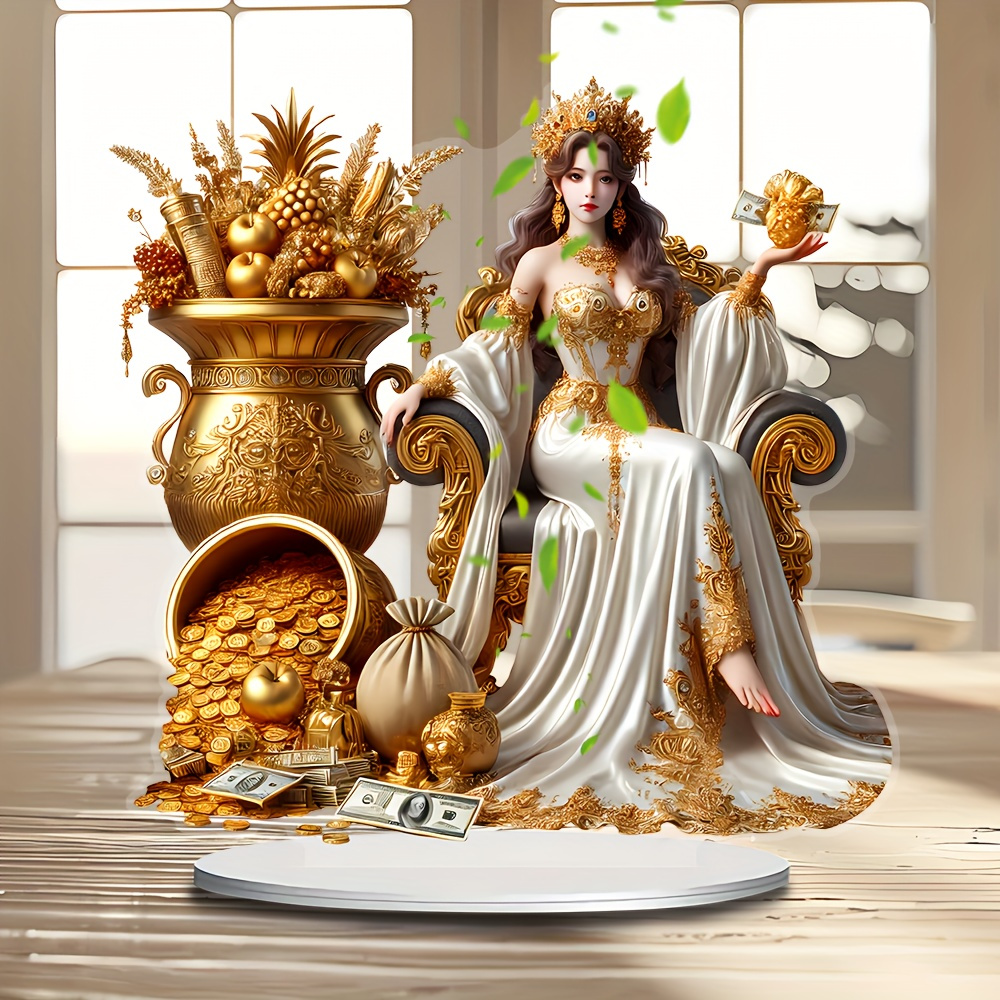 

1pc Bohemian Acrylic Wealth Goddess Decorative Plaque, Tabletop Mount, Multipurpose Use, No Electricity Needed, Ideal For Decor, Gift-compatible, 19.99cm