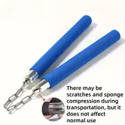 2pcs beginner training set with foam pads steel swivel chain safety practice for martial arts black universal nunchaku details 2