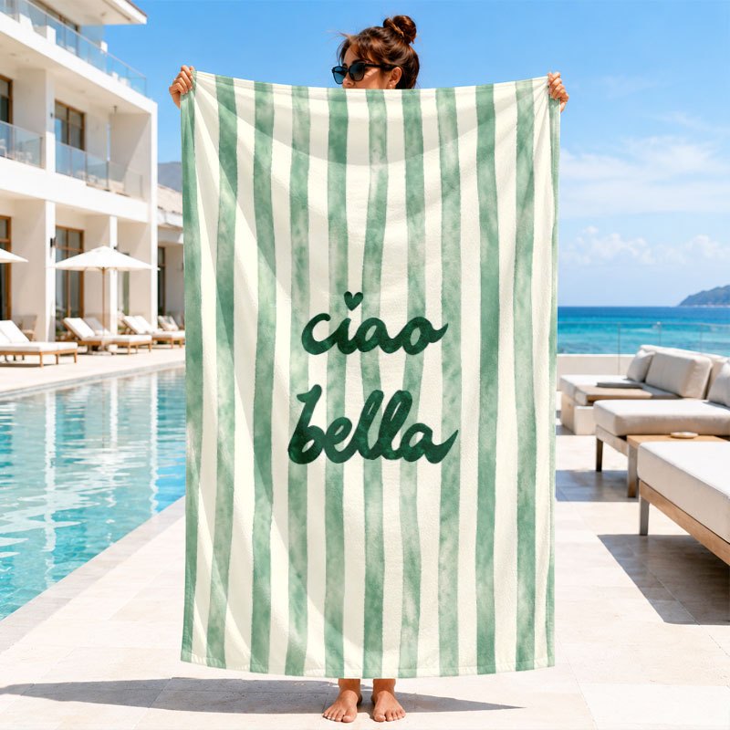 TEMU 1 stuk Licht Mintgroene Waterverf Bella Digitaal HD Gedrukte Microvezel Strandhanddoek, Zacht en Absorberend, Lichtgewicht en Sneldrogend,