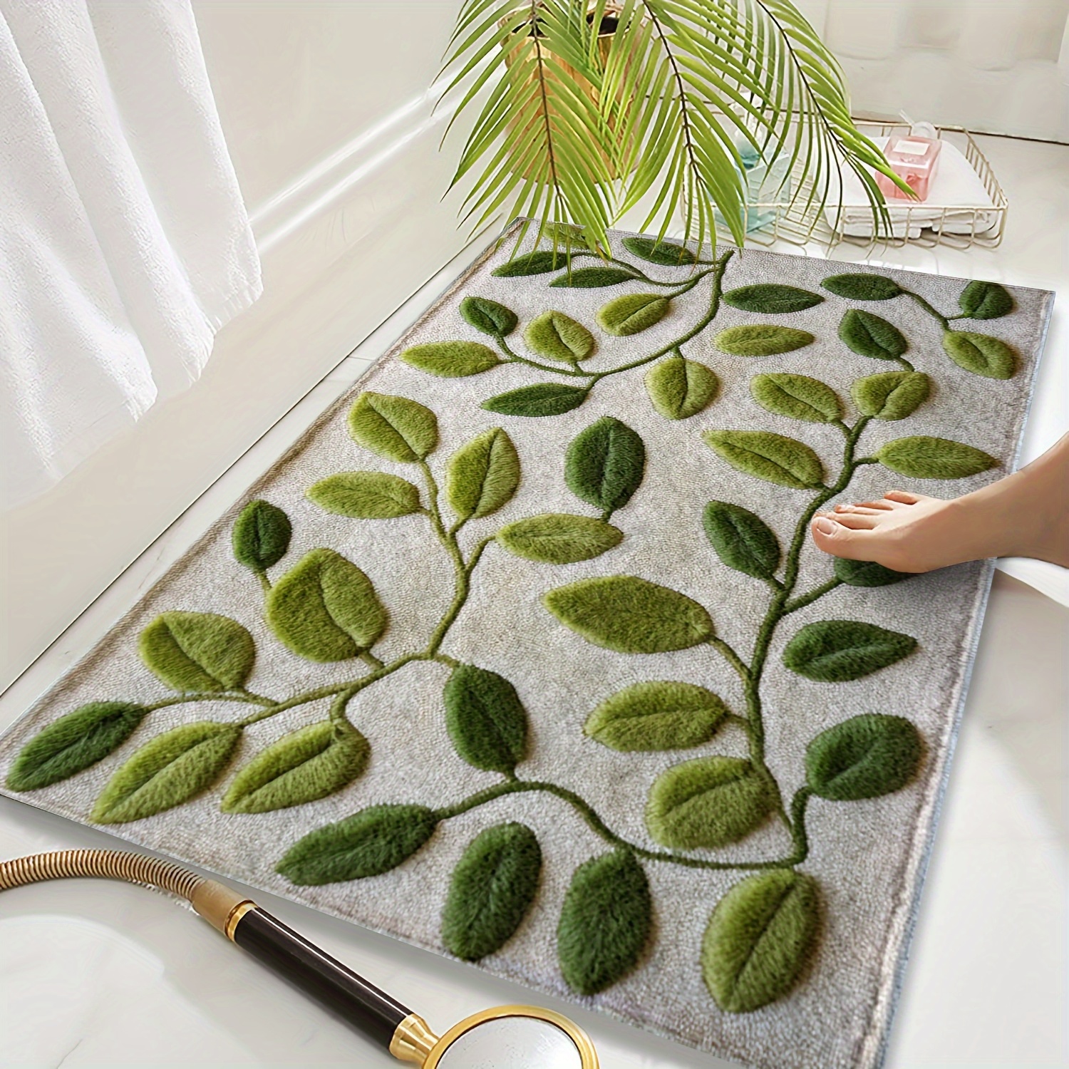 

Tapis de porte à motif de feuilles - Séchage rapide et absorbant, lavable, aux taches - pour la décoration de et de .