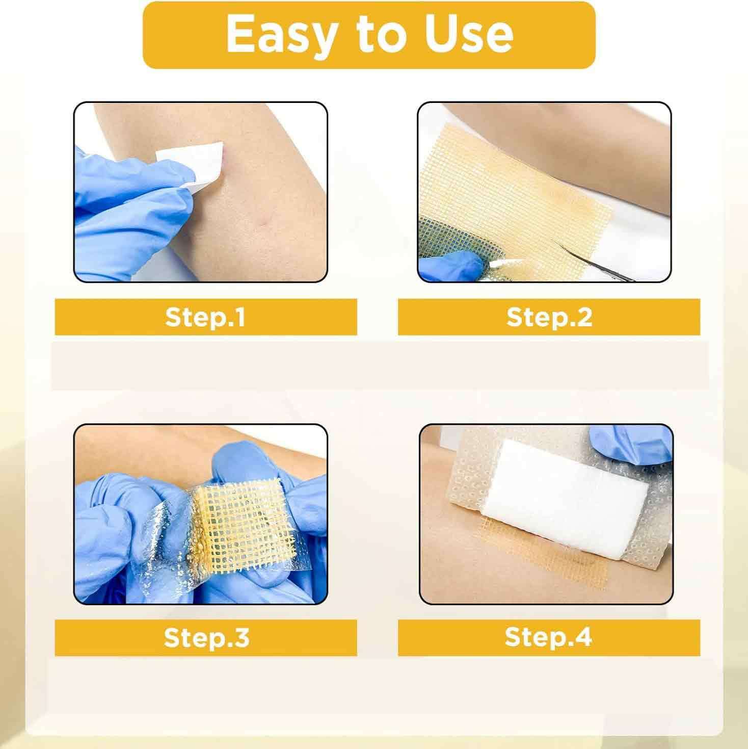 Wound Honey Dressing Foam Bandages, Honey Bandage Wound Care Pad, Adhesive Border 10.16cm'x10.16cm' Breathable Bed Pressure Dressing, Protective Padding, Foam Cushioning, Soft Foam Patches, Smooth Texture