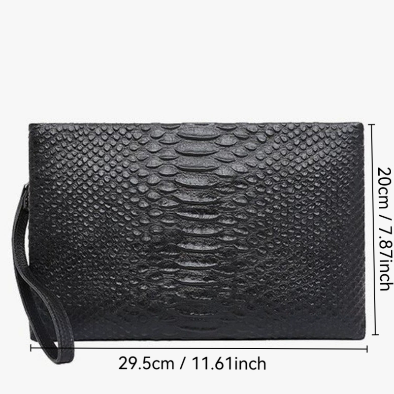 TEMU Artificial 's Handbag( In Guangzhou Factory), A Luxurious And Sophisticated Snake-patterned Men's Handbag With Detachable Wrist Strap, Featuring