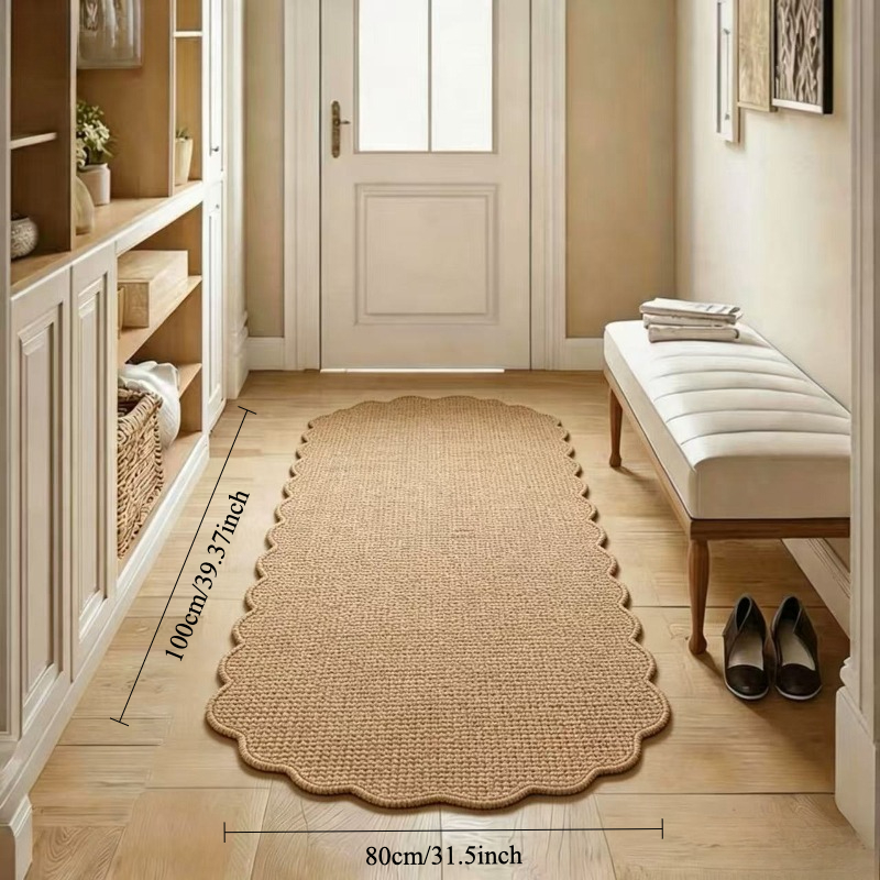 TEMU 1pc Aimzzasky Modern Minimalist Faux Sisal Rug Suitable For Entryway, Bedroom, Dining Carpet - Irregular Edge, Non-slip Tpr Backing, Machine