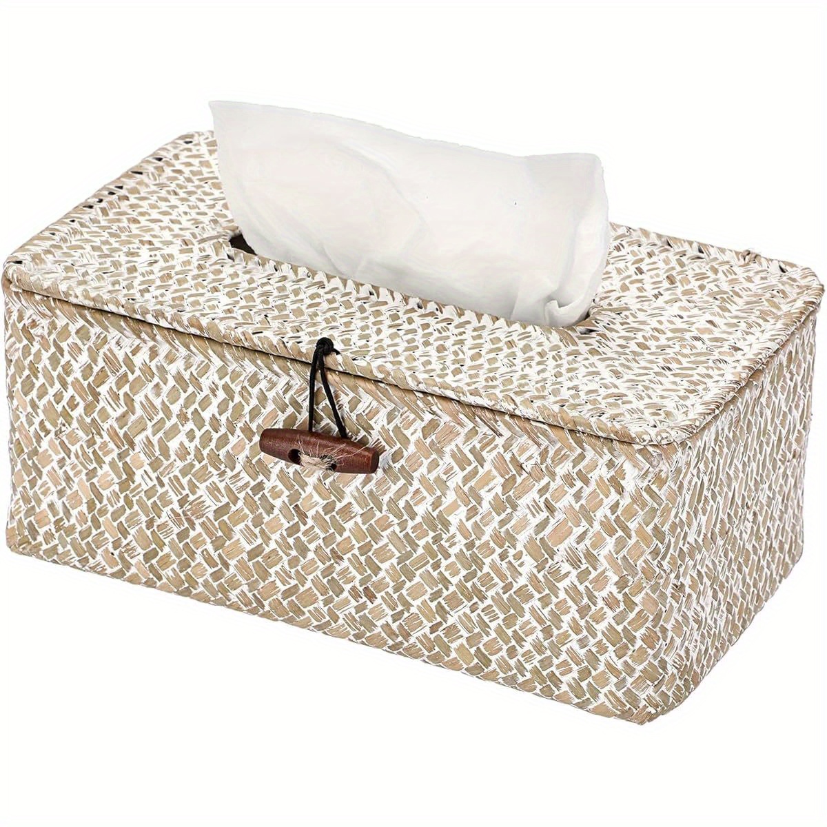 tissue box cover rectangle seagrass tissue box woven tissue box holder with lid farmhouse tissue cover for bathroom toilet living room bedroom kitchen table desk office   Product details 1