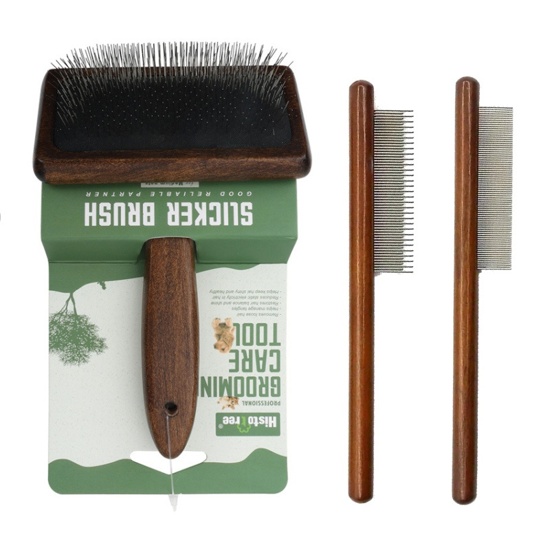 E-shop 3-teiliges/Halb Hunde Pflegebürste mit robustem Holzgriff - Professionelle PC Material Pin Comb zur Fellpflege und Entwirrung - Haustierpflege