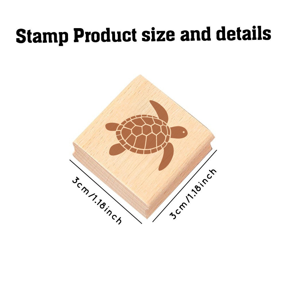Vintage Turtle Square Wooden Rubber Stamp, Perfect for Crafts