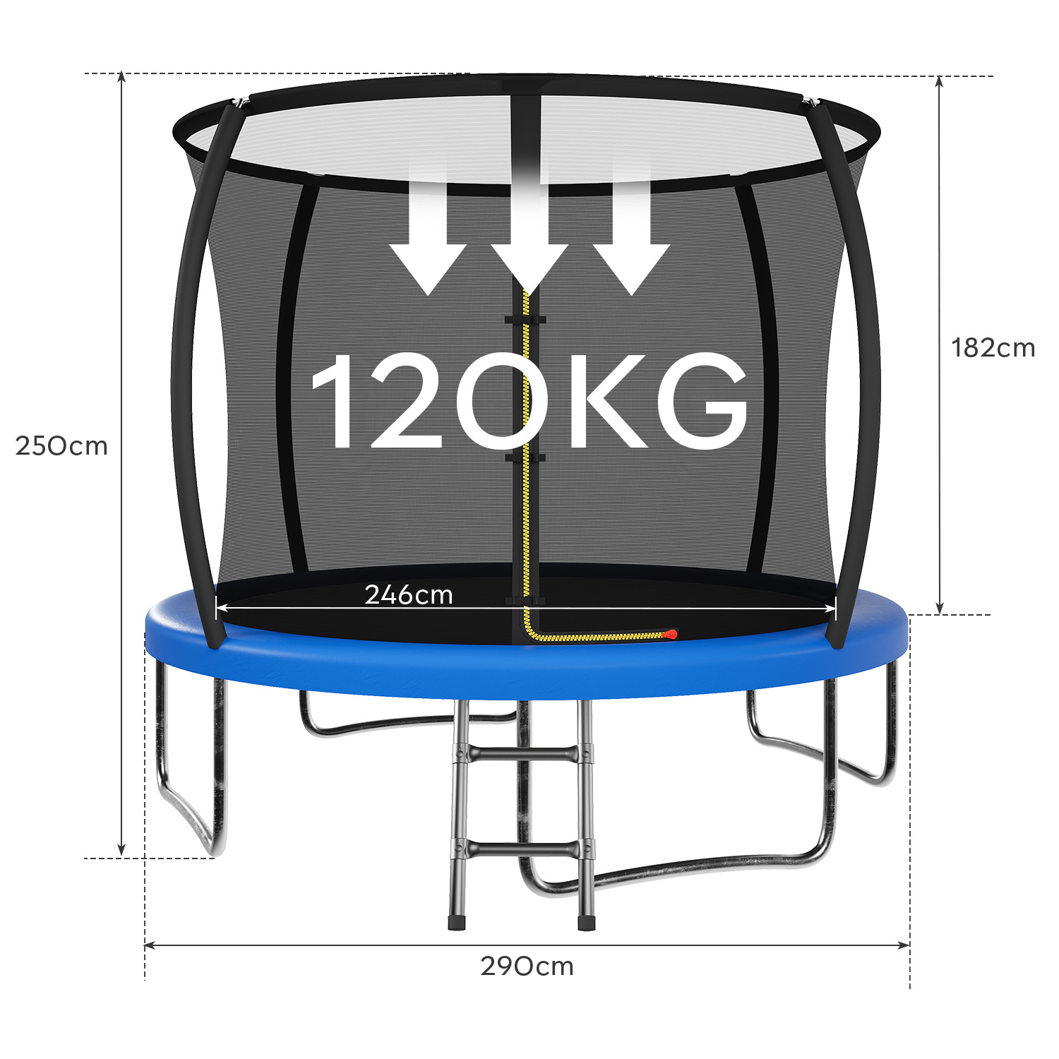 Devoko Outdoor Trampoline, Measuring 183*183*200cm, Features A Safety Net, Is A Round Large Trampoline Equipped With A Ladder And A Shoe Bag