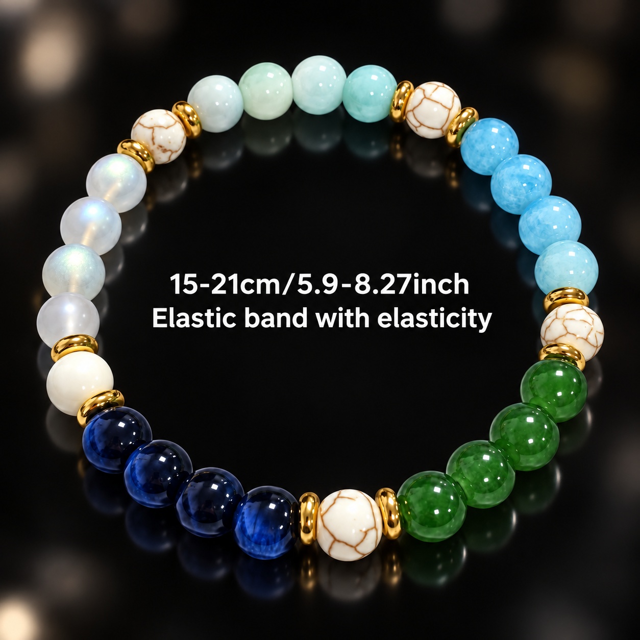 Handmade Blue Tiger's Eye & Moonstone Bead Bracelet, Prosperity Gift