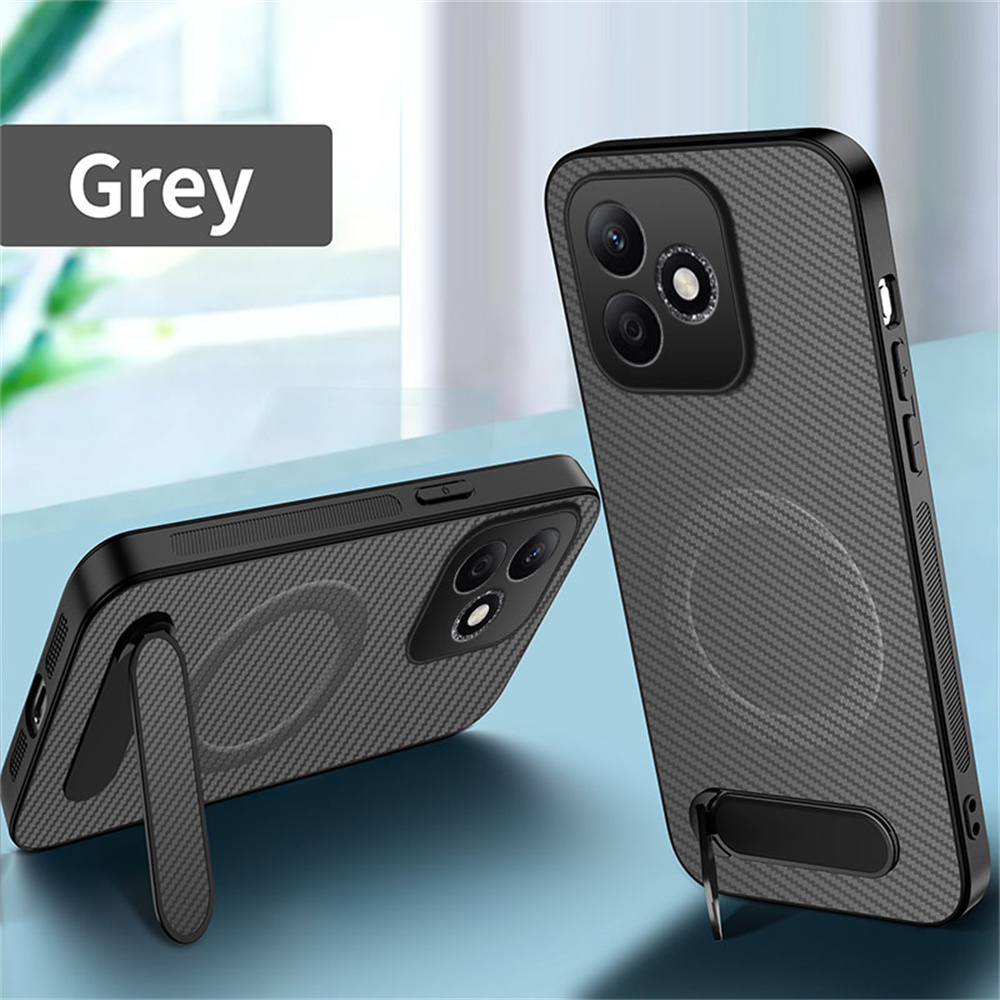 TEMU Phone Case - Applicable To Honor 600lite Carbon Fiber Leather Texture Bracket Full-covered Silicone Honor 600lite Magnetic Soft Shell