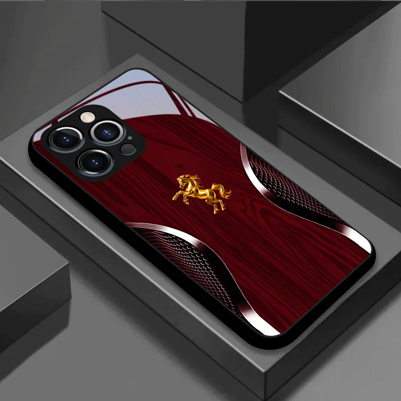 Phone Case - For Iphone 13-17 Series Phone Case - Horse Forest Design, Tempered Glass, Slim Elegant
