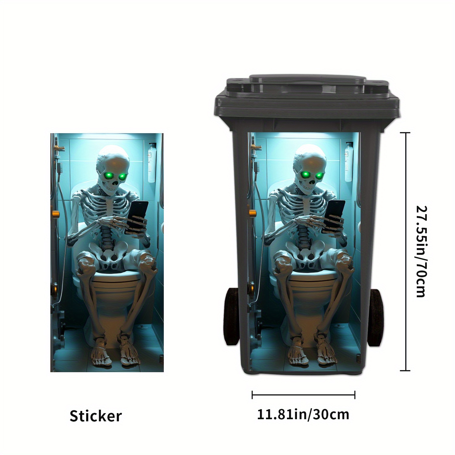 Image of A Single Sticker For Trash Bins, Made Of Pvc With Self-adhesive And Waterproof Features, Resistant To Moisture, Ideal For Decorating Trash Cans And Enhancing Home , Measuring By 27.55 Inches