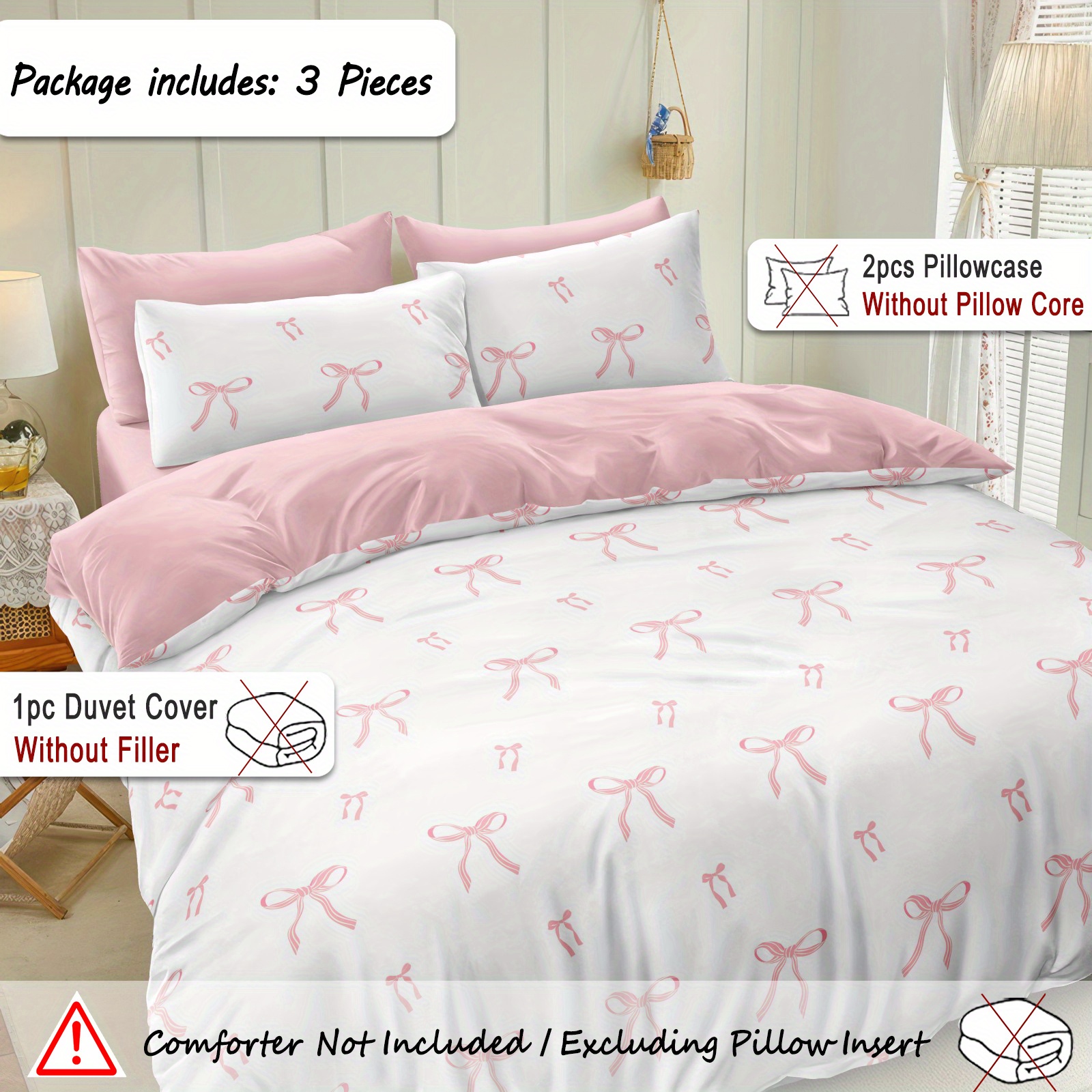 3Pcs Pink Striped Bow Duvet Cover Set: In-Depth Review, Specs & Buyer's Guide