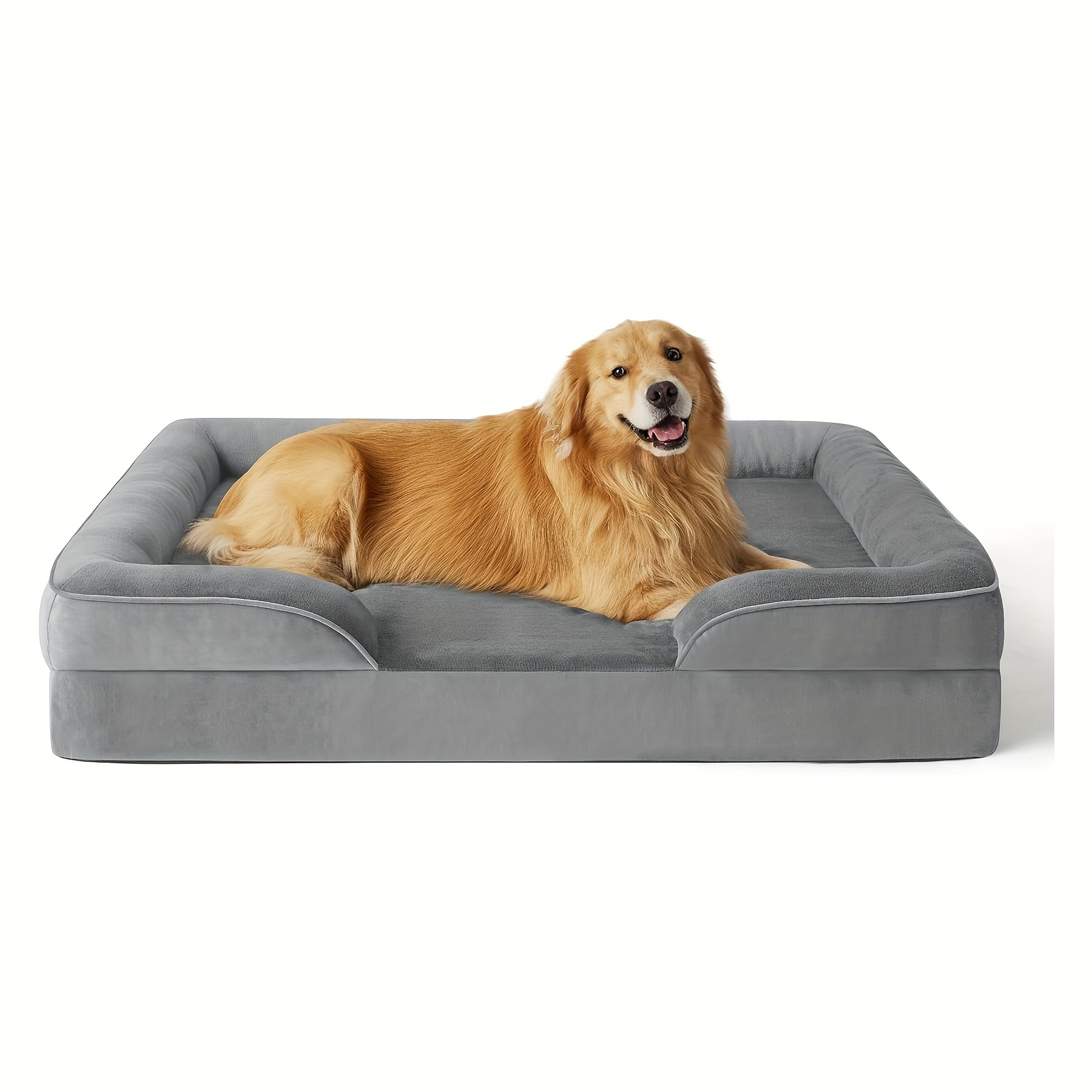 large dog bed with memory foam rectangular polyester pet bed for deep sleep assembled gray ideal for small medium and large breeds comfortable dog bed   bed durable dog bed dog beds Product details 4