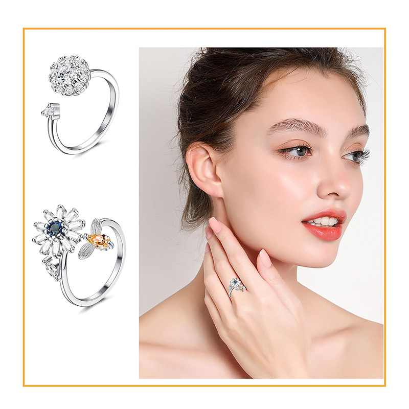 4pcs stainless steel spinner rings set for men and women fidget anxiety relief rings elegant y2k style ideal for parties and gifts Product details 0
