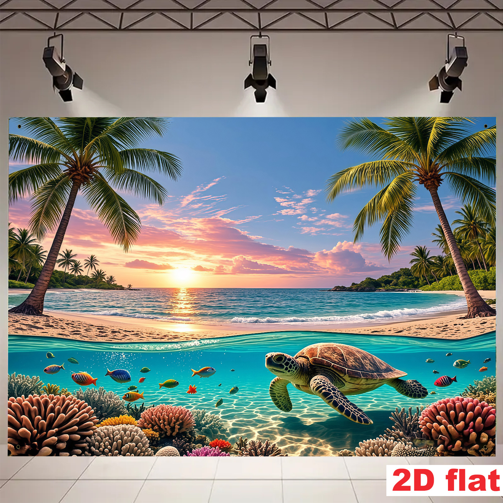 Tropical Beach Theme Polyester Backdrop Banner For Party Decor_voghion.com