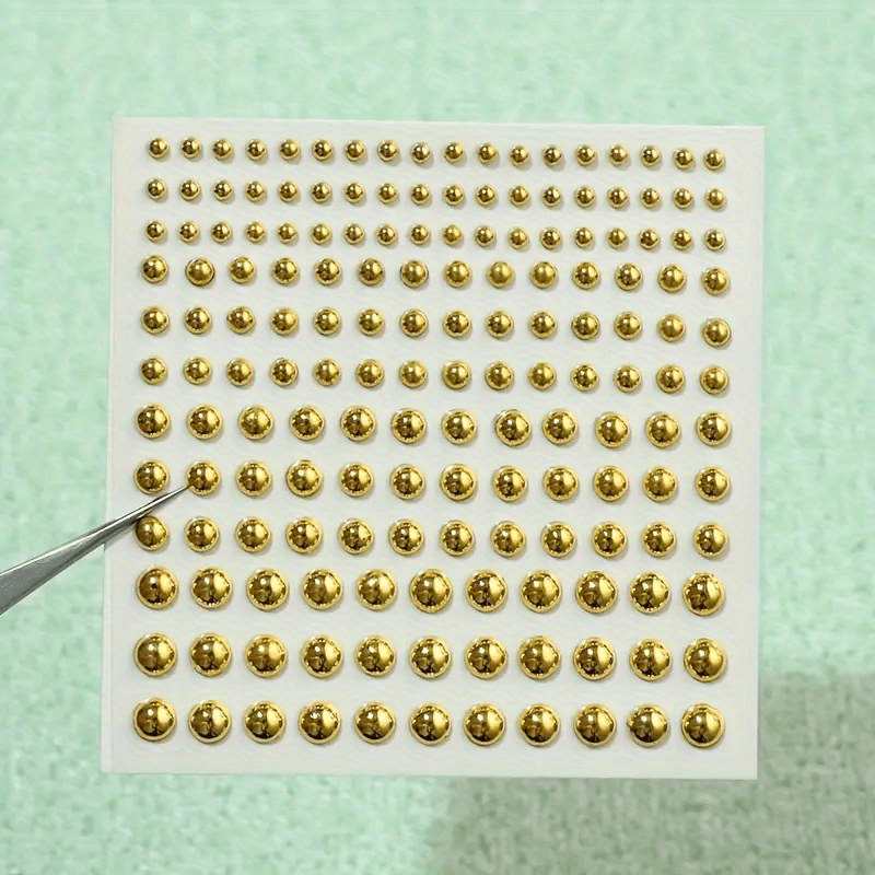 3mm/4mm/5mm/6mm Sizes Are Optional 1sheet Cool Punk Y2k Fashion Silvery Golden Simulated Rivet Acrylic Sticker, Used For Ear Nose And Eye Nails, Lip Nails, Women's And Girls' Casual Makeup Patch