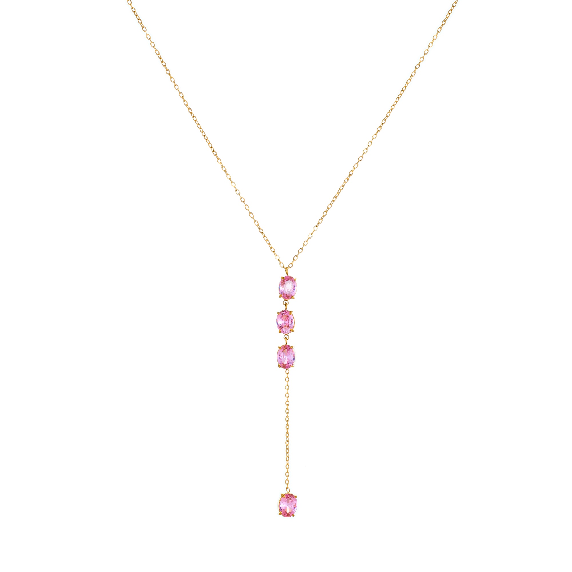 Women's Elegant Drop 18K Plated Y-Shape Lariat Necklace with Charms