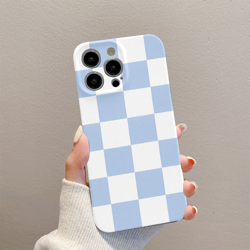 TEMU Phone Case - 1pc A Light Phone Case With A Plaid Design, Fully Shockproof And Hard, Compatible With For Iphone 17, 16, 15, 14, 13, 12, 11, 8, 7,