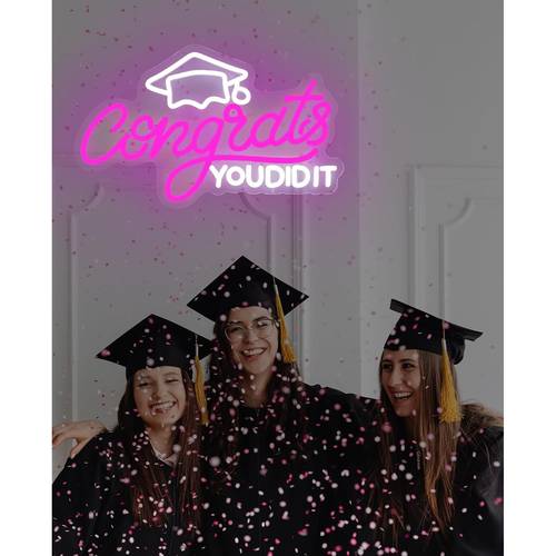 congratulations graduate neon sign led light for backdrop wall graduation party wall decor dimmable prom congrats grad neon sign usb powered sign for celebrating graduate decoration gift