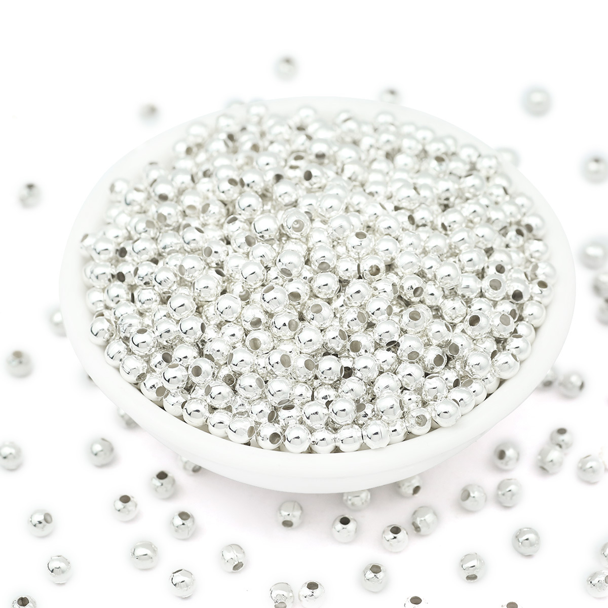 TEMU Perles en fer argenté de 2 mm avec trous, perles d'espacement, perles décoratives, perles libres faites à pour ajouts de vêtements, fournitures