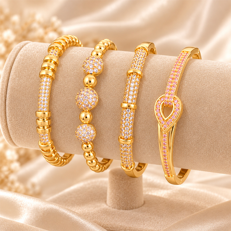 Luxury Pink Teardrop Bangle Pack, Gift for Ladies