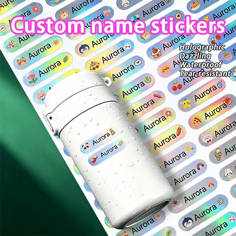 TEMU [Personalizzato] Etichette holografiche mini con personalizzato, adesivi autoadesivi con per penne, astucci, chiavette USB, piccoli gadget e