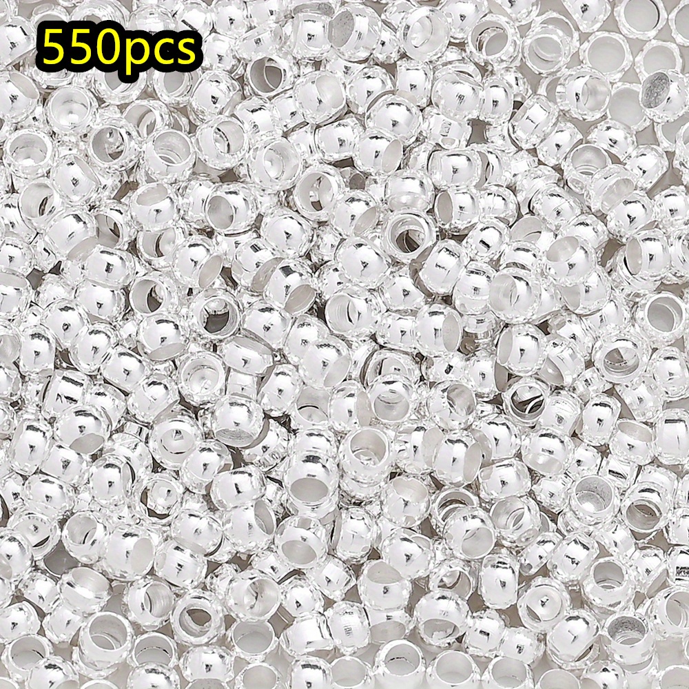 550pcs Pipitree Copper Crimp End Beads Suitable For Making - Beads With Spherical Capsule Shape, 1.5/2/2.5/3mm Stopper Spacer Beads For Necklace Crafting Findings Accessories
