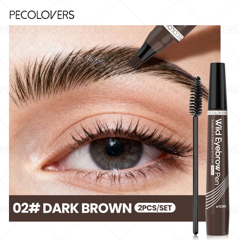 1set Silky Waterproof Eyebrow Pencil, Four-pronged Design, Clear Eyebrow Shape, Not Easy To Smudge, With Brush, Essential For Makeup, Filled With Eyebrows, Quick Eyebrow Painting Enhance Eyebrow Color