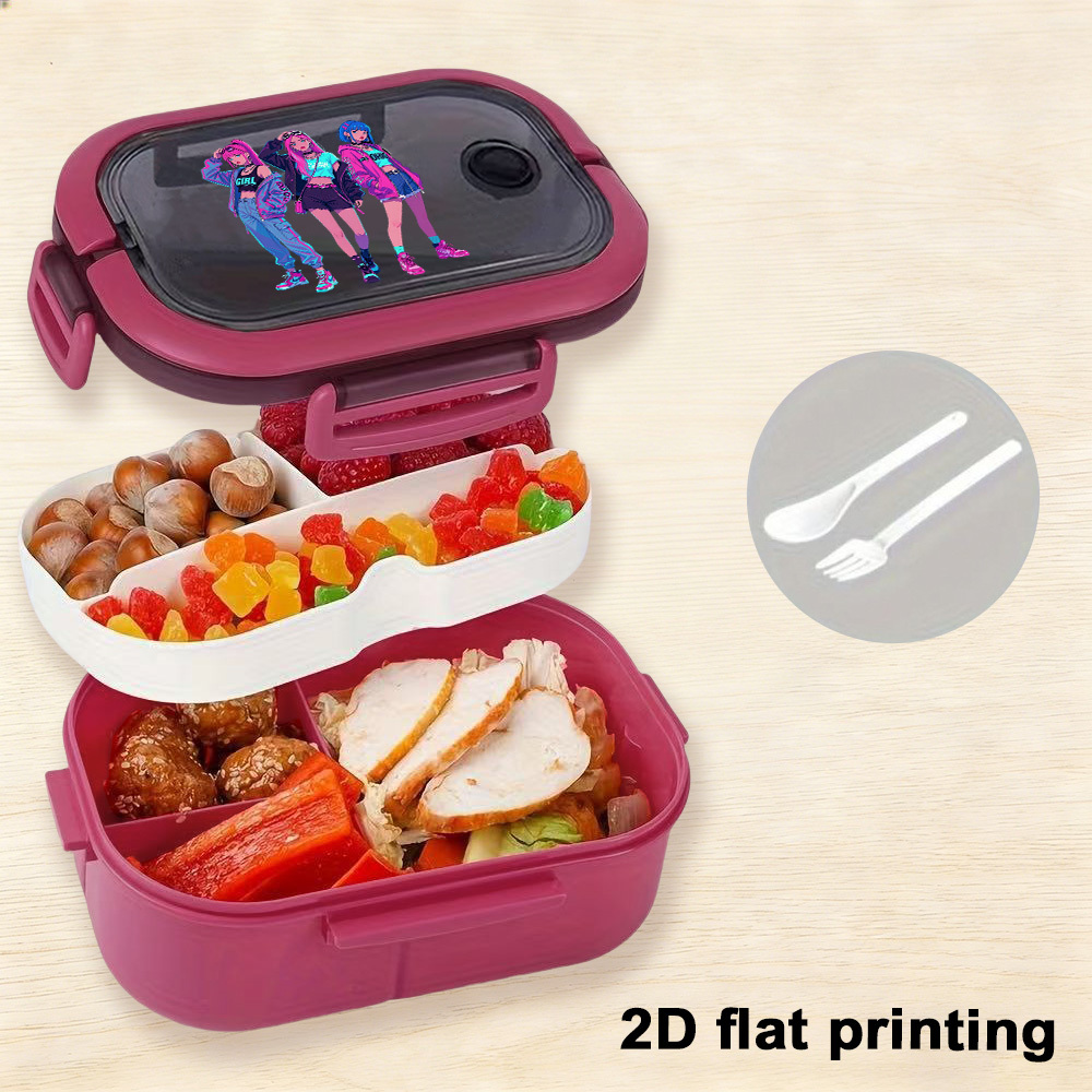 TEMU 1pc Lunch Box Bento Box, Anime Fashion Pattern Cartoon Printing Lunch Container, Ideal For Office Daily Lunch Packing, Outdoor Picnics, Camping,
