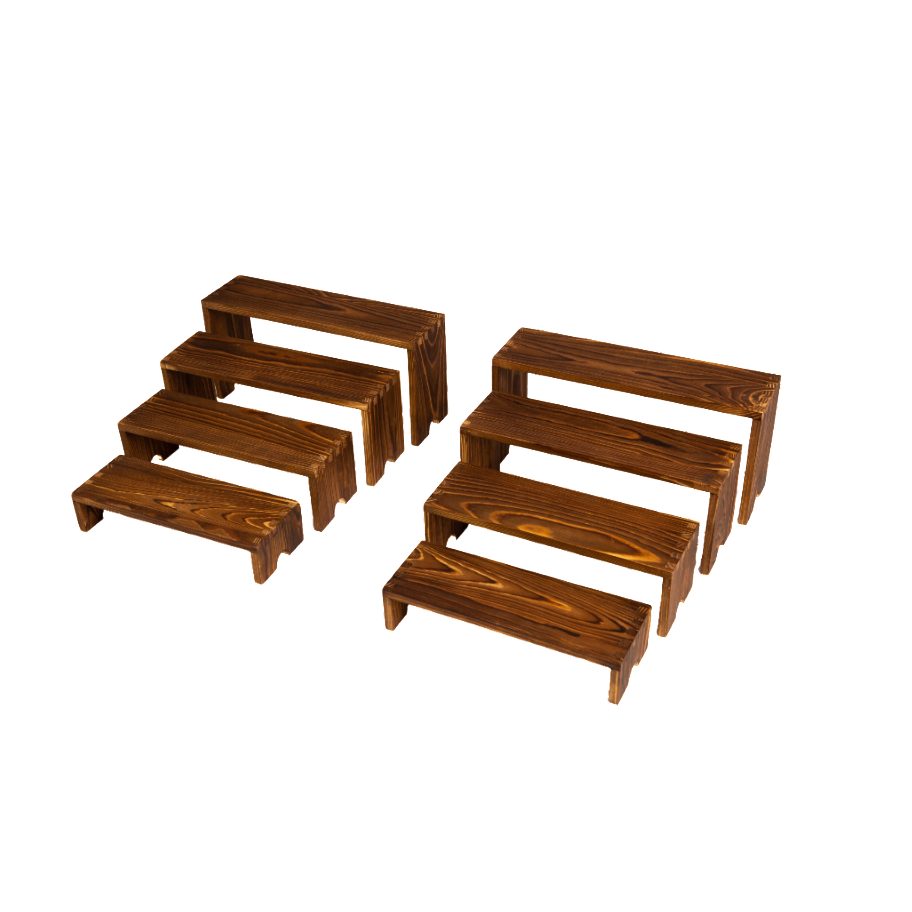TEMU 2 Sets (8pcs) Of Large Wooden Layered Display Stands, Suitable For Activities, Stackable Wooden Display Stands, Country-style Wooden Display