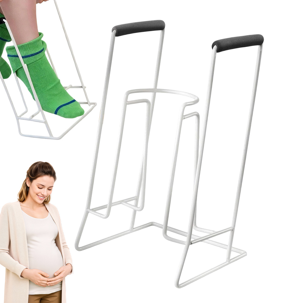 Sock-wearing Aid With 2 Foam-covered Handles For Men Women Calf Less Than 16 Inches, Enhance In Putting On And Socks