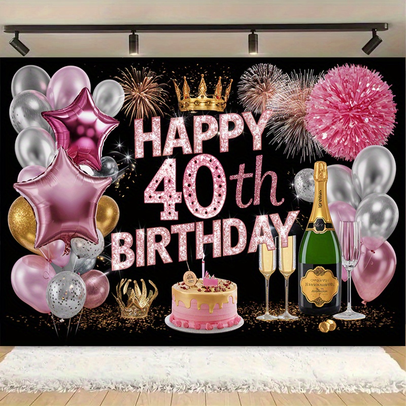 40. Geburtstag Banner-Set – „40 Never Looked So Good“ In Rosa Glitzer, Mit Deko-Anhängern