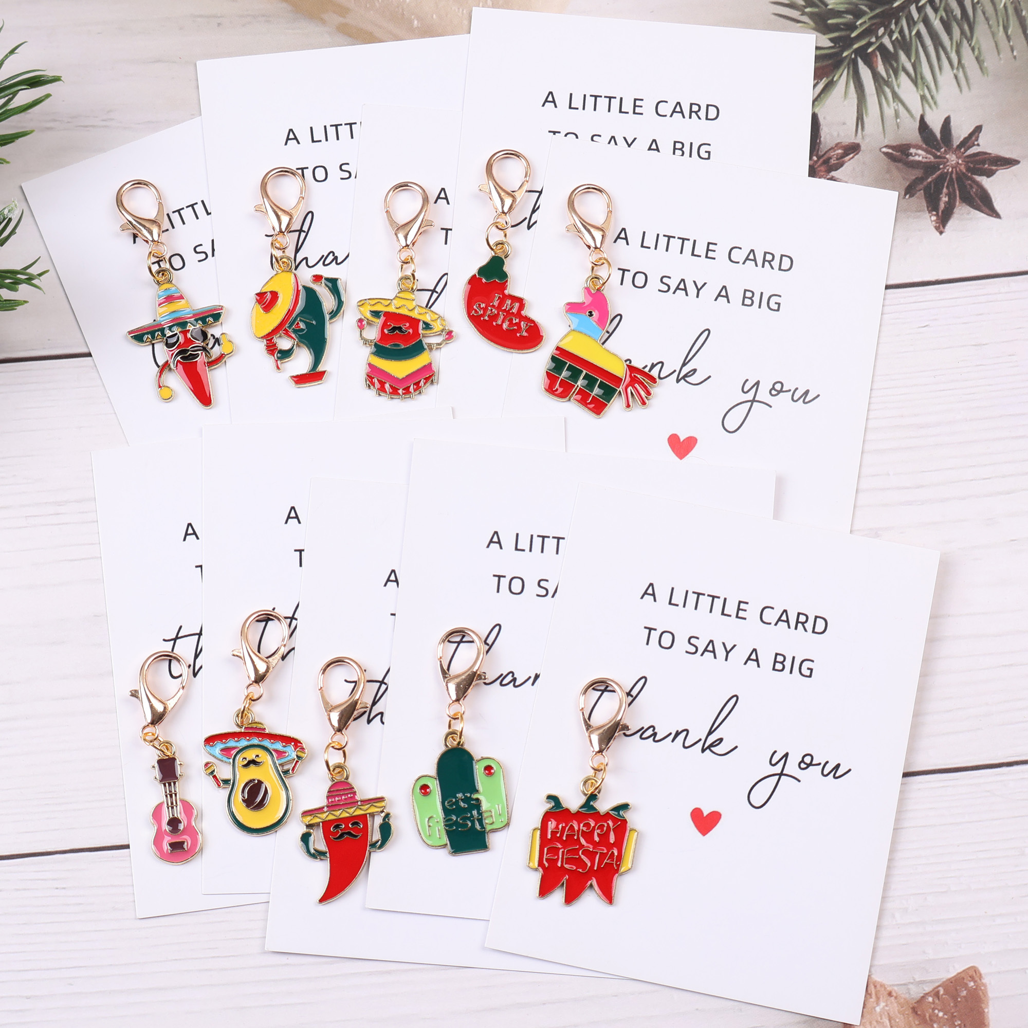 TEMU A Set Of 10 Uniquely And Fun Keychain Gift Packs, Featuring Creative "chili Festival" Themed Keychains With Decorative Accessories Like Guitars,