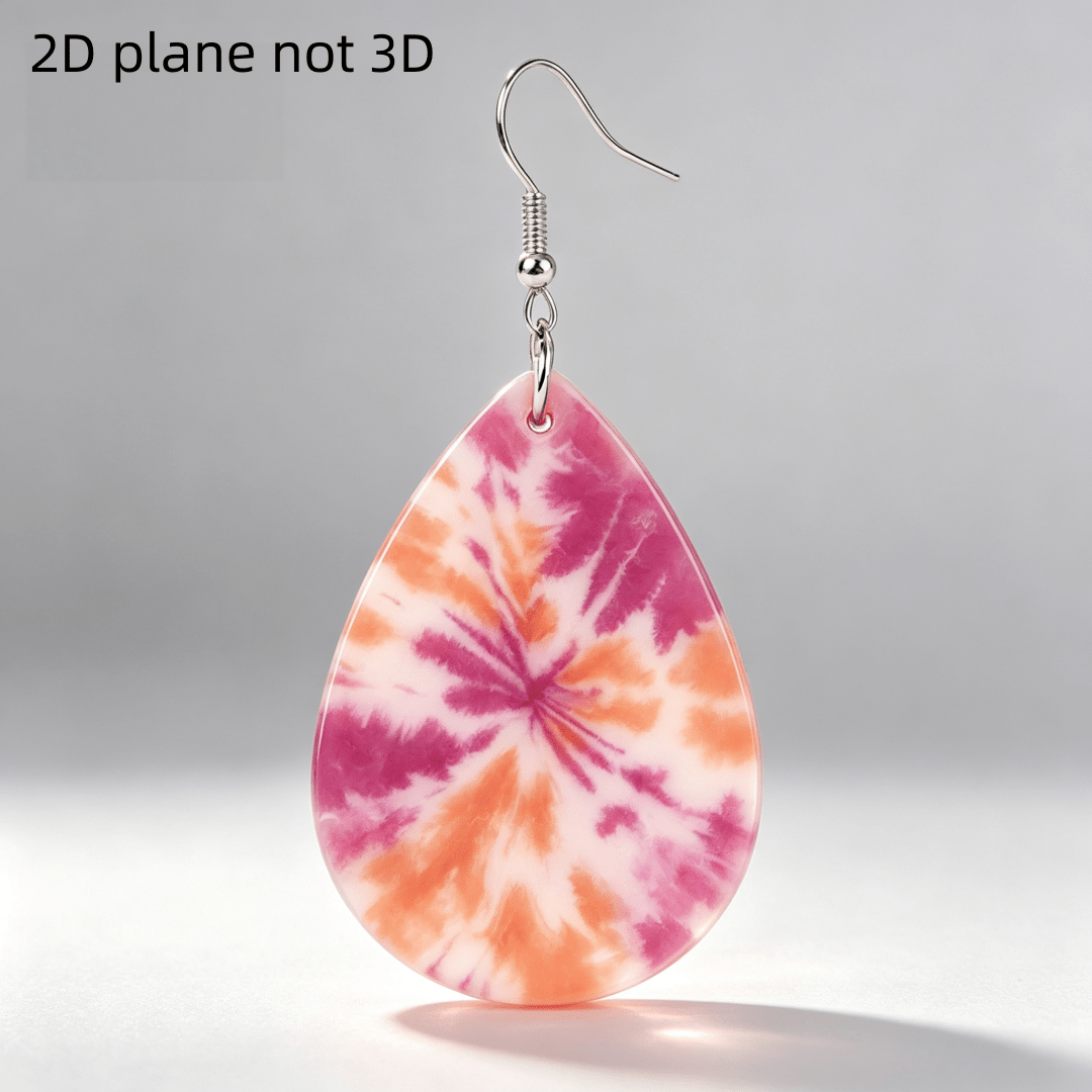 Women's Bohemian Tie-Dye Spiral Teardrop Dangle Earrings