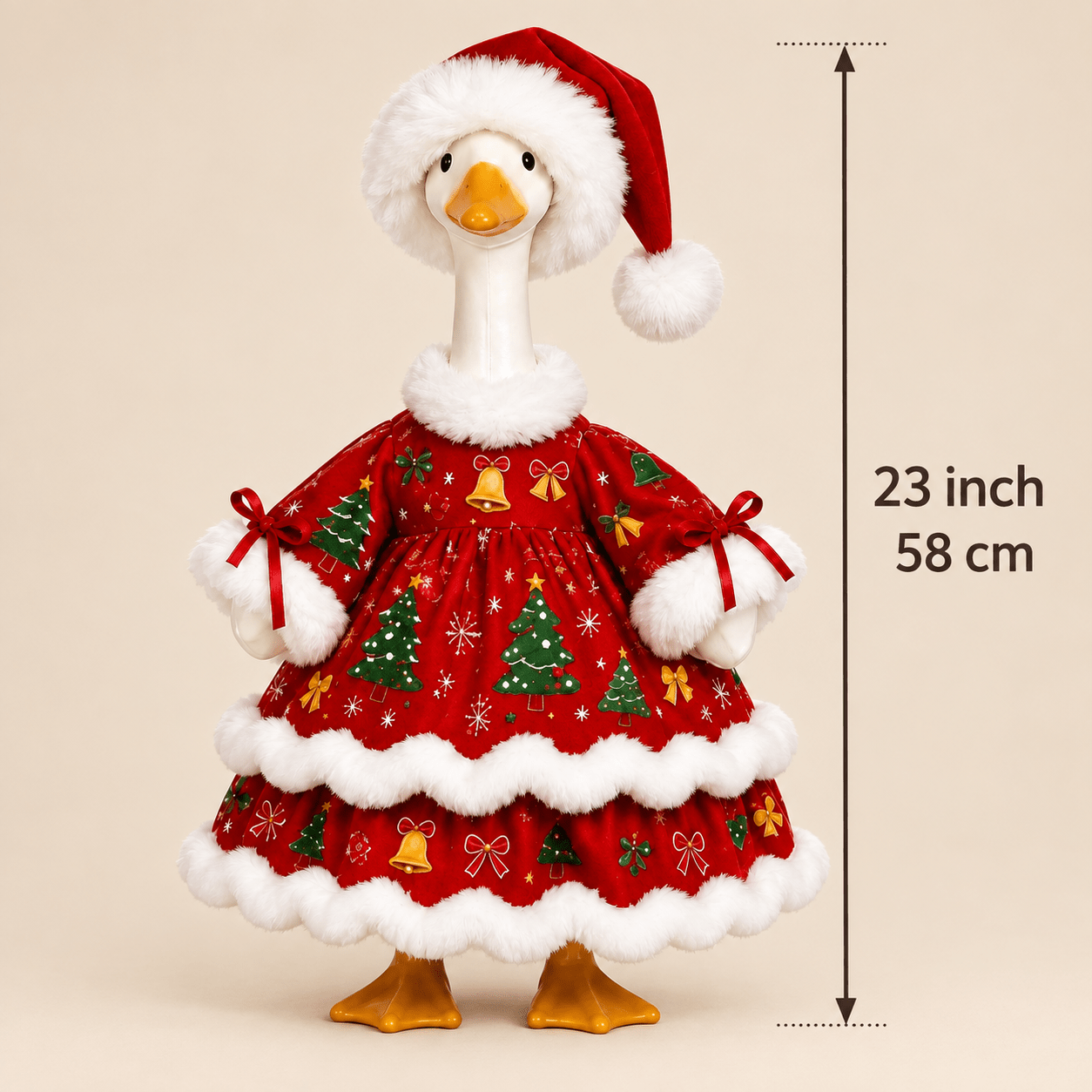 TEMU 23 Inch Outdoor/ Goose Statue Dress With Christmas Tree Goose Clothes - Tabletop & Yard Decoration Suitable For Home, Porch, Tabletop, Holiday