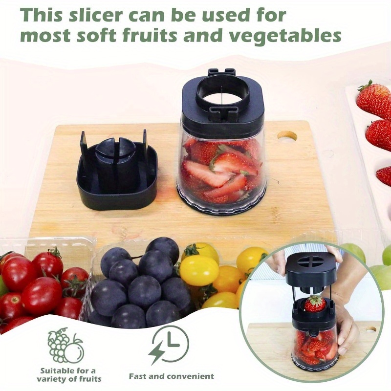stainless steel fruit   cutter - manual multi-compartment egg & fruit slicer for banana, grape, strawberry - durable kitchen gadget for   meal prep, fruit slicer and chopper details 2