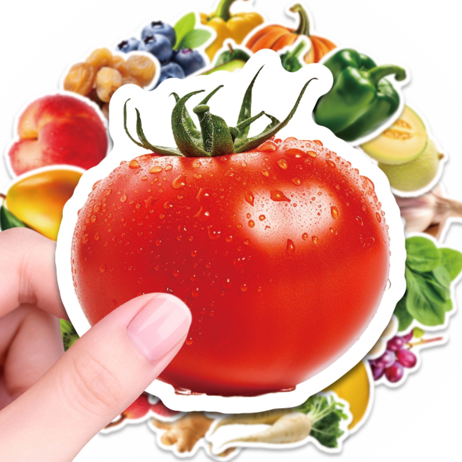 50pcs Fruit Vegetable Realistic Stickers Pack Realistic Style Fresh Vibrant Design Diverse Fruit Vegetable Patterns Cute Cartoon Stickers Decorate Notebook Water Bottle