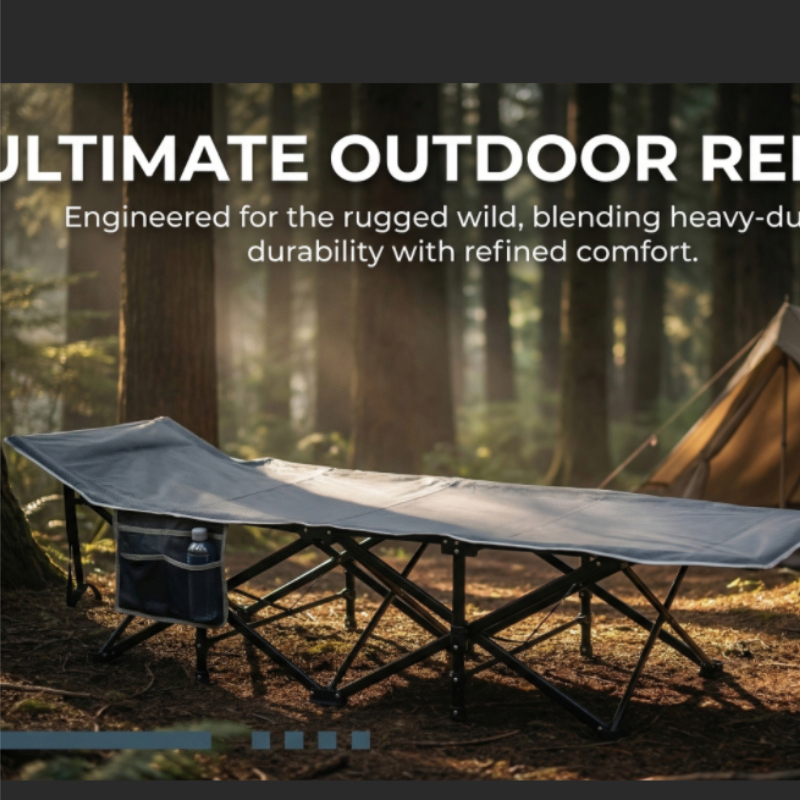 Bayernlive 190cm Folding Camp Bed, Collapsible For Camping, Supports Up To 250kg, Includes Carrying Bag And Side Pocket