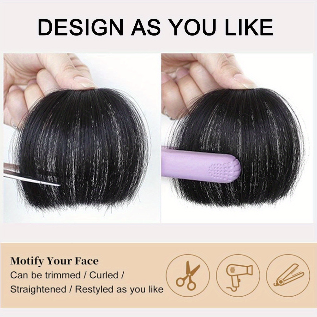 women s clip-in human hair bangs - natural look front fringe extensions, easy to apply no   needed, dark brown/black/, straight hairstyle for everyday &   - salon-quality hairpiece for added volume & dimension details 4