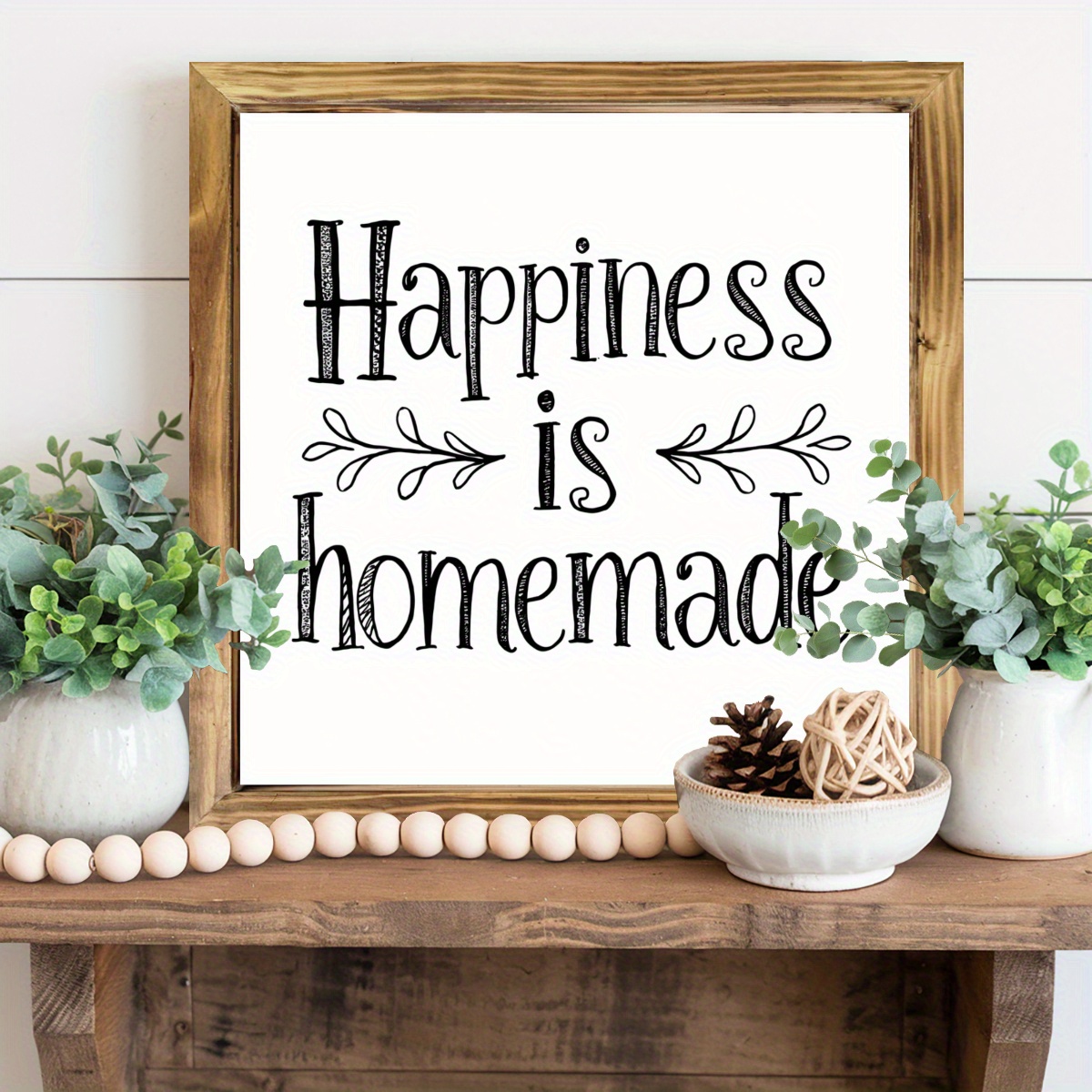 TEMU 1pc, Homemade Framed Wood Sign Farmhouse Wall Art For Home, Entryway, Living Room, Bedroom, Desktop Decoration Housewarming Gifts 8x8 Inch