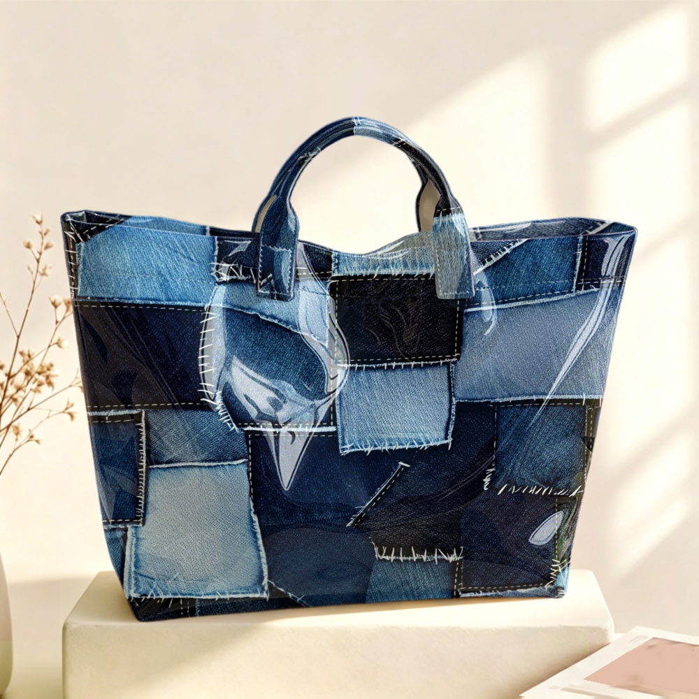 TEMU Retro Multi Shade Print Shoulder Bag, Large Capacity Casual Tote, For Streetwear, Weekend Trips & Aesthetic Lovers