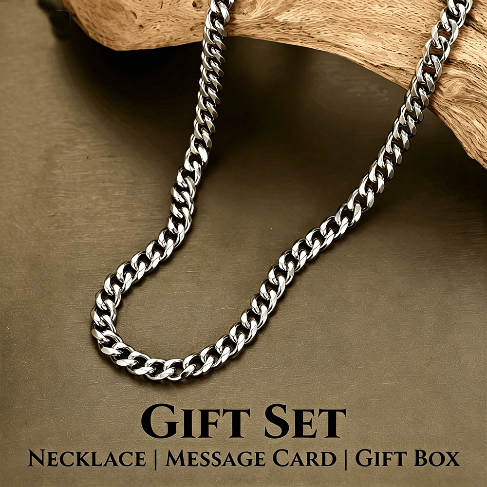 Cuban Link Chain Stainless Steel Necklace with Message Card