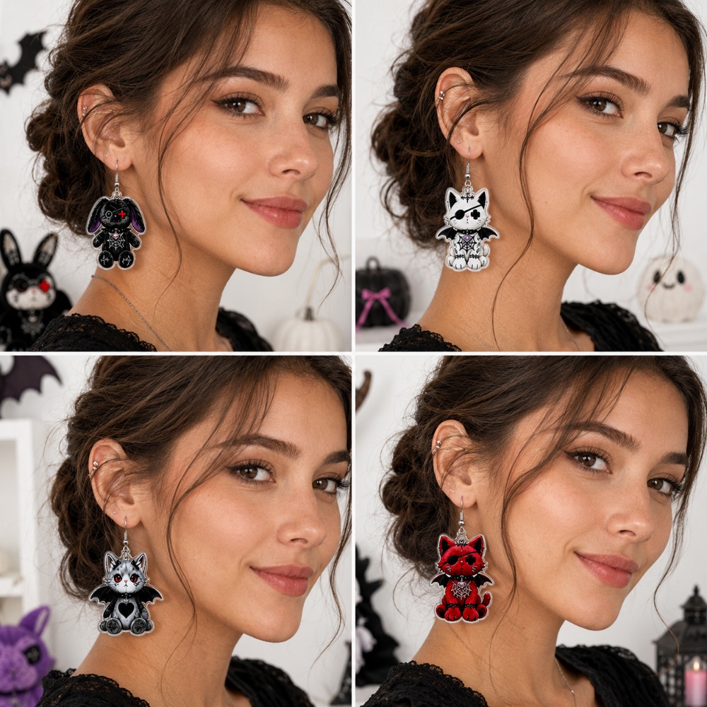 12 Pairs Gothic Acrylic Pendant Earring Set, Fun Accessories