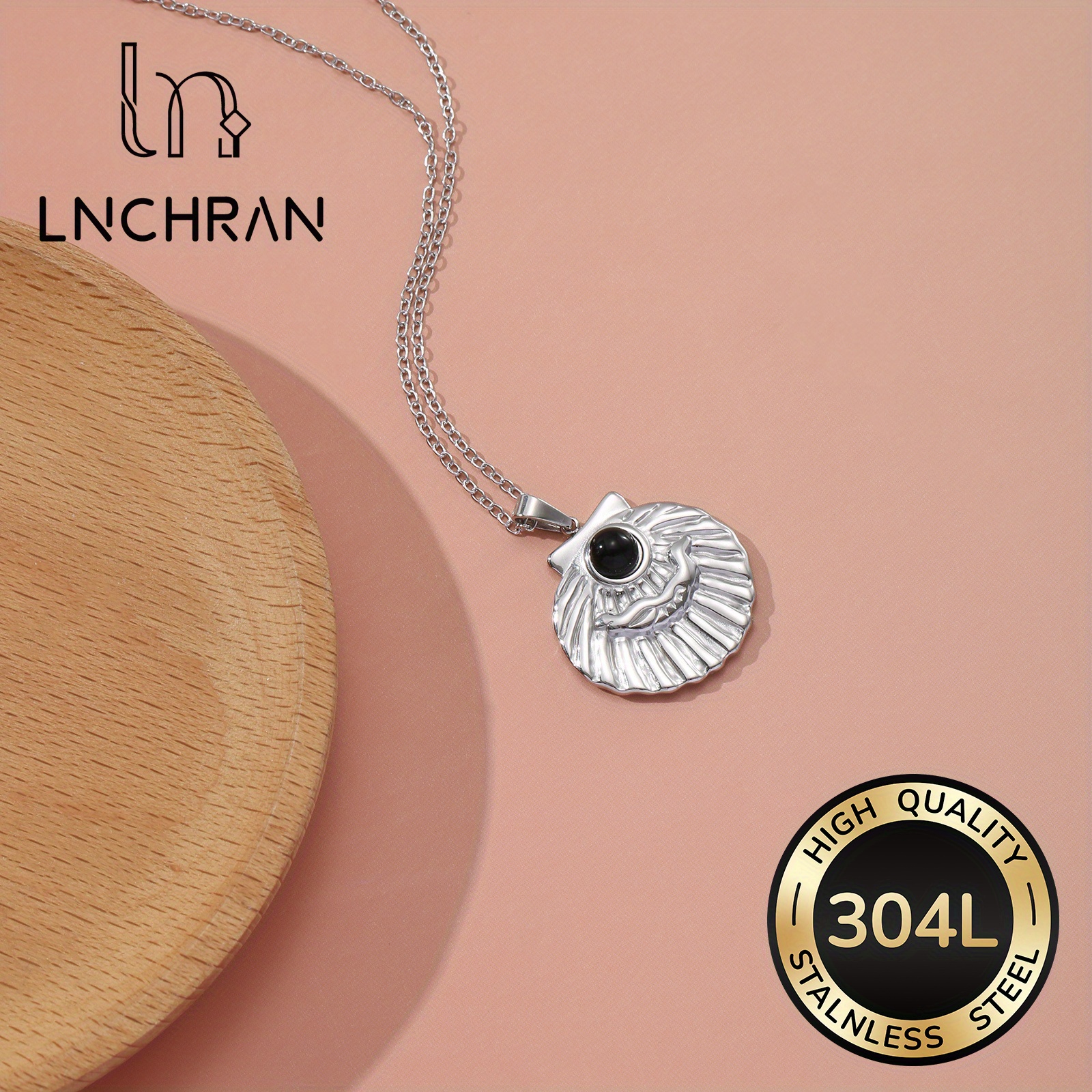 Women's Fashion Scallop Obsidian Necklace, Elegant Design