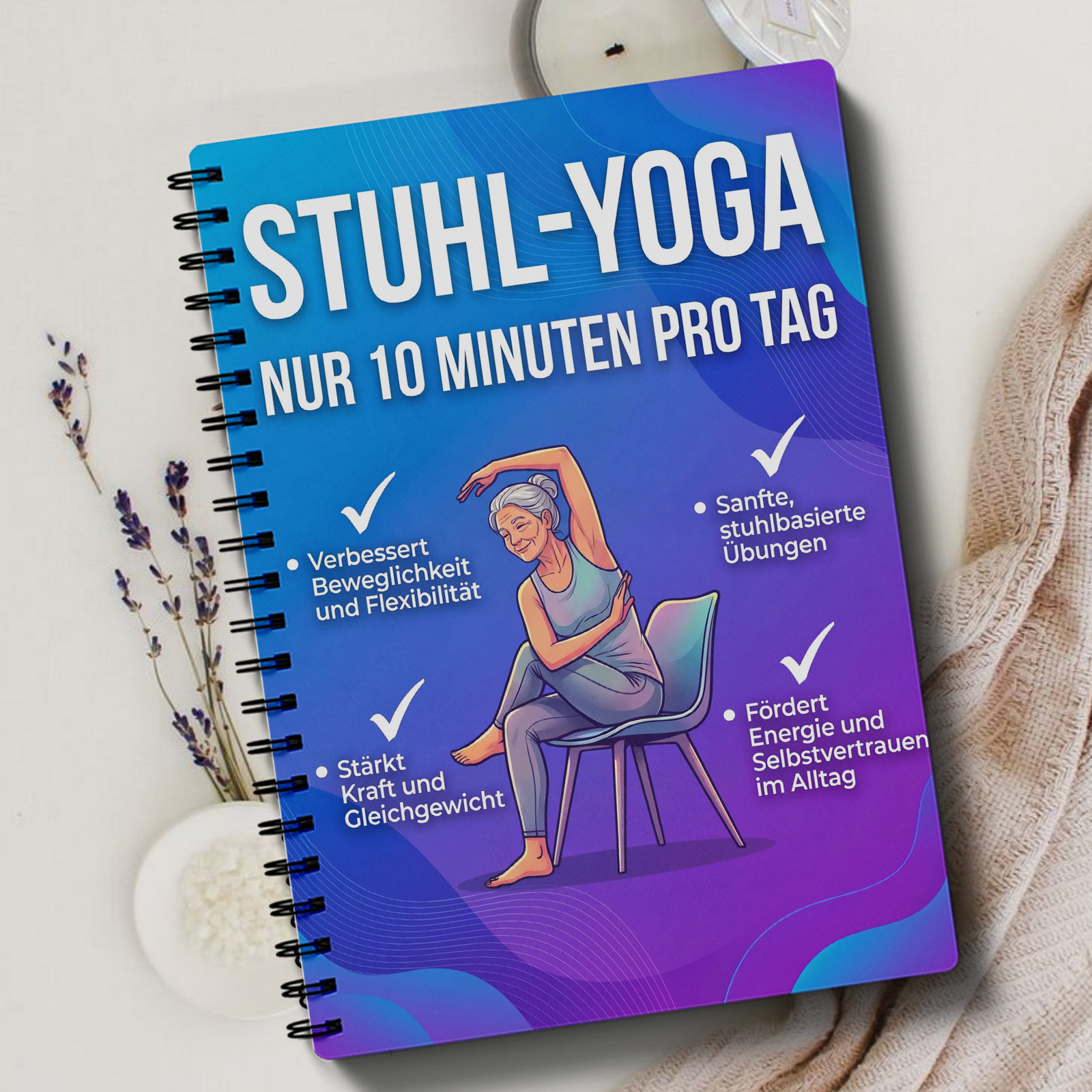 german version chair yoga for seniors planner gentle seated exercise log book     for balance flexibility stretching and home workout routine