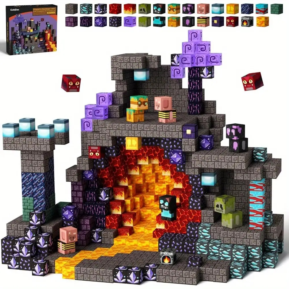 100pcs Magnetic Building Blocks Game - Cave World With Magnetic Construction Toys, Stem Sensory Gift For Boys And Girls Birthday