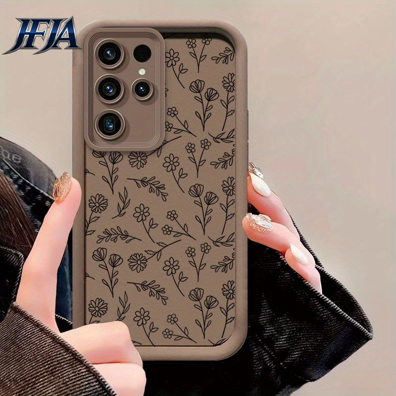TEMU Phone Case: Minimalist Floral Cluster Precision-hole Frosted Step Phone Case, Suitable For Galaxy